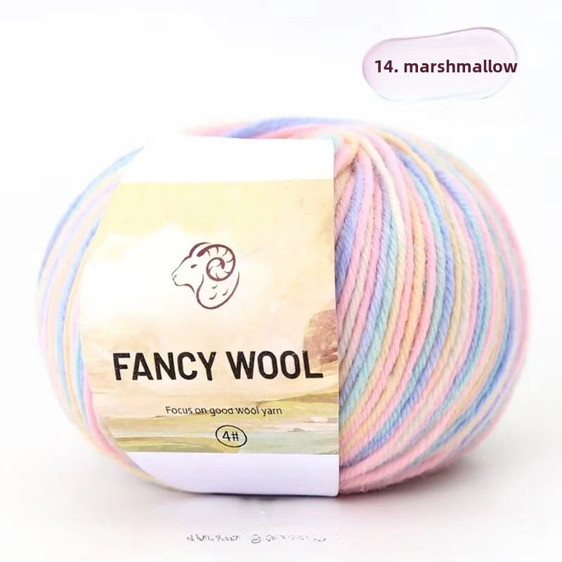 Rainbow Fancy Segment Dyed Medium Fine Wool Thread Hand Knitted DIY Shawl Scarf Sweater Wool 50g
