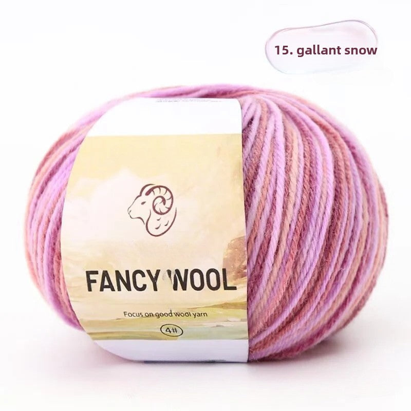 Rainbow Fancy Segment Dyed Medium Fine Wool Thread Hand Knitted DIY Shawl Scarf Sweater Wool 50g