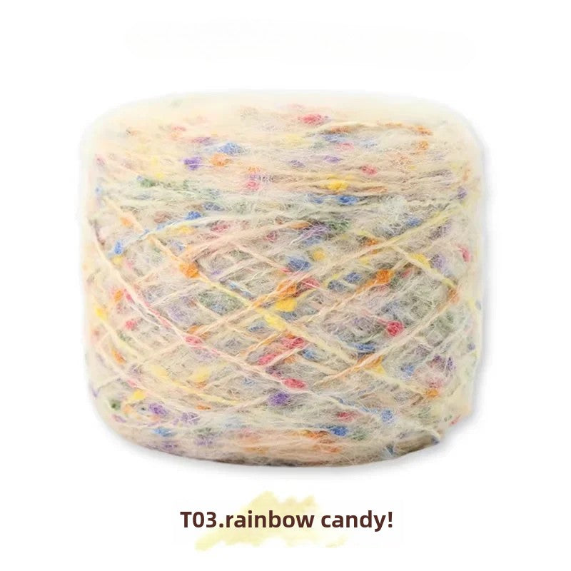 Hand-woven rainbow candy mohair color large gram weight bean thread does not tie medium thick sweater thread doll material pack
