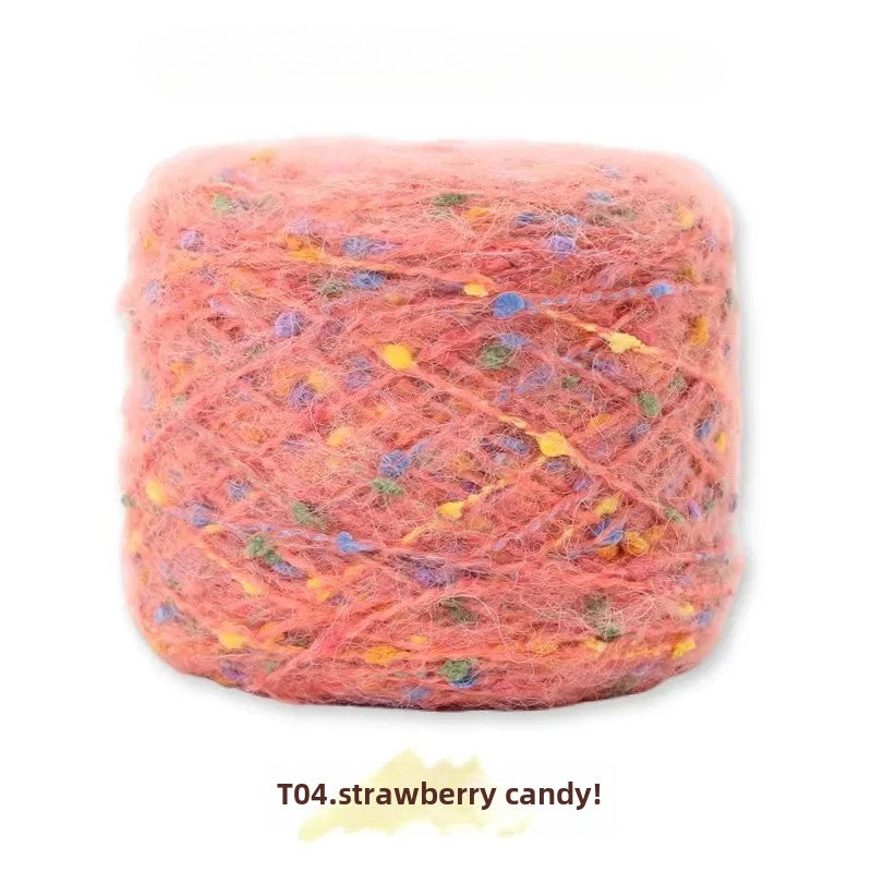Hand-woven rainbow candy mohair color large gram weight bean thread does not tie medium thick sweater thread doll material pack