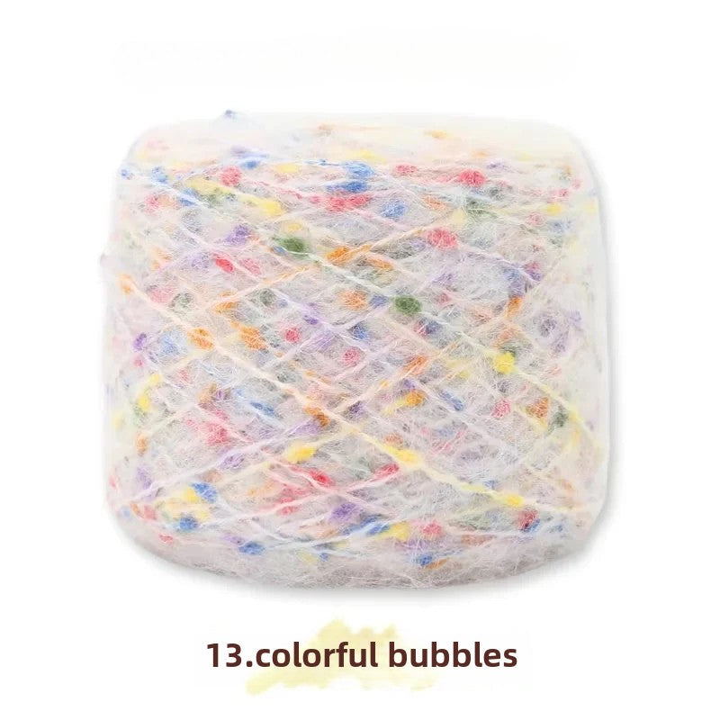 Hand-woven rainbow candy mohair color large gram weight bean thread does not tie medium thick sweater thread doll material pack