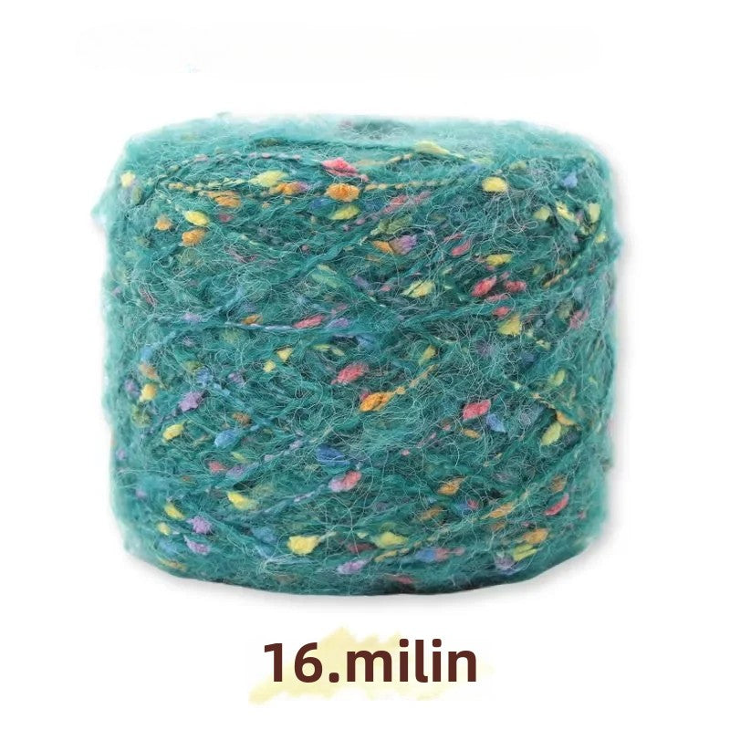 Hand-woven rainbow candy mohair color large gram weight bean thread does not tie medium thick sweater thread doll material pack