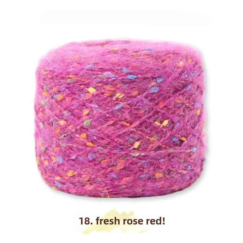 Hand-woven rainbow candy mohair color large gram weight bean thread does not tie medium thick sweater thread doll material pack