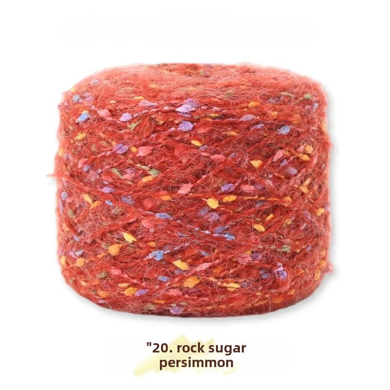 Hand-woven rainbow candy mohair color large gram weight bean thread does not tie medium thick sweater thread doll material pack