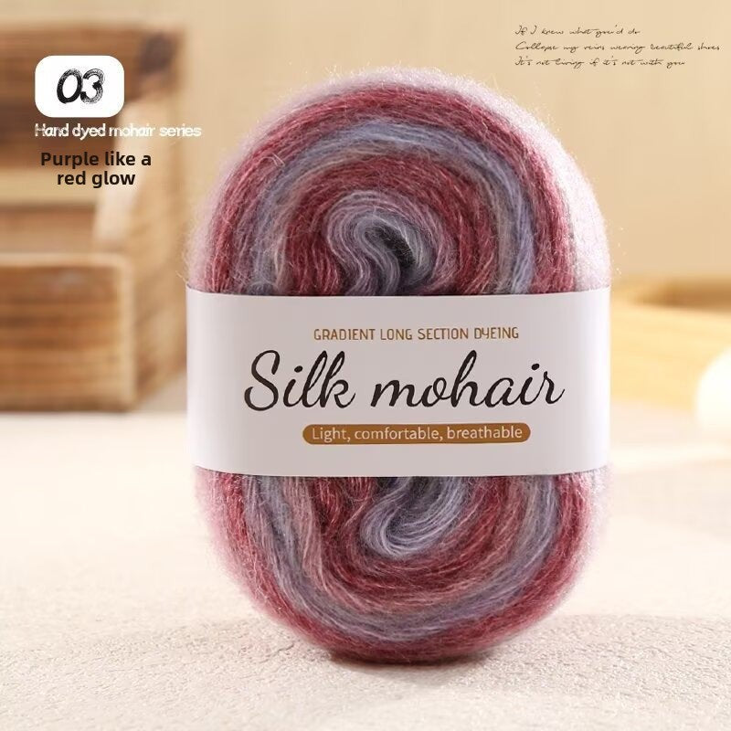 Hand dye gradual change mohair 50g soft wool ball hand woven DIY sweater scarf wool