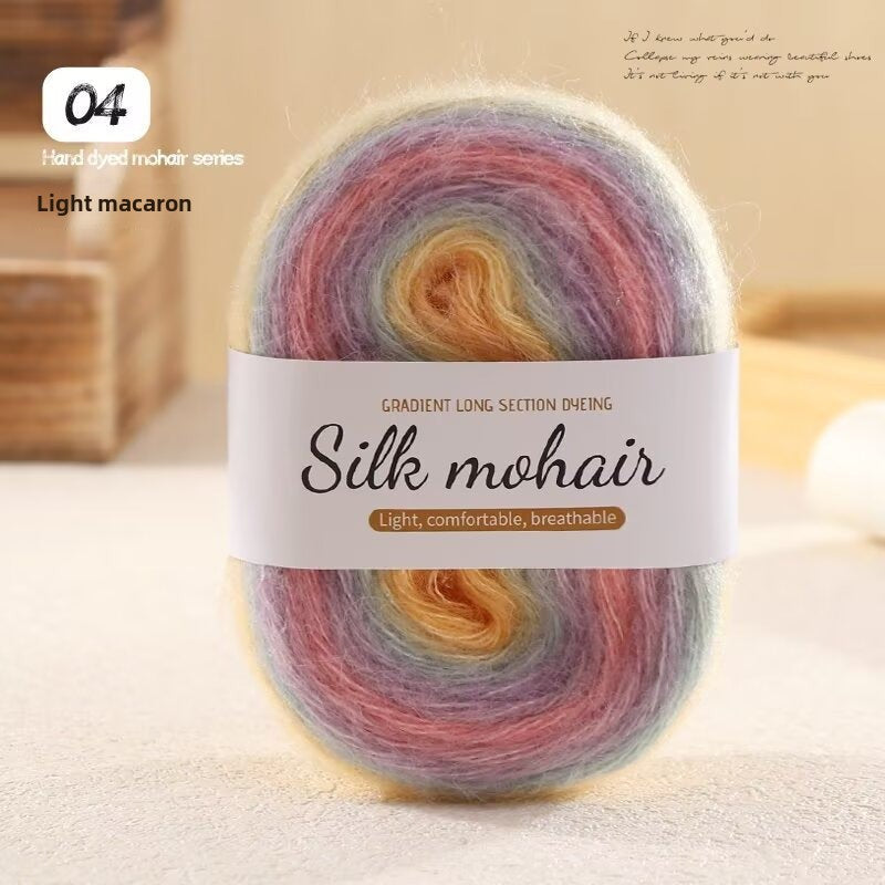 Hand dye gradual change mohair 50g soft wool ball hand woven DIY sweater scarf wool