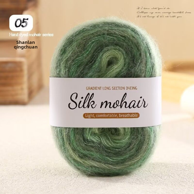 Hand dye gradual change mohair 50g soft wool ball hand woven DIY sweater scarf wool