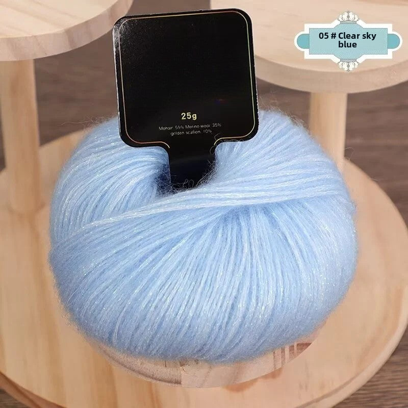 Gold onion glittering silk mohair new color colorful gold sprayed wool yarn medium thick wool ball hand-knitted sweater