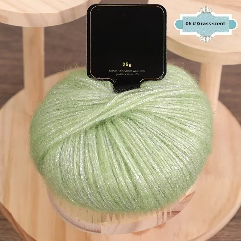 Gold onion glittering silk mohair new color colorful gold sprayed wool yarn medium thick wool ball hand-knitted sweater