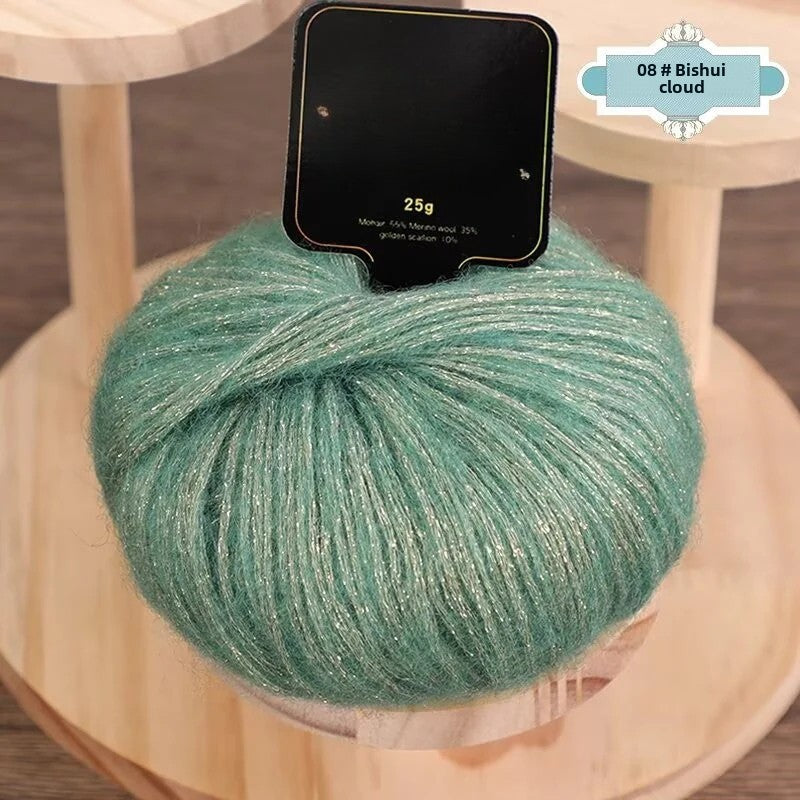 Gold onion glittering silk mohair new color colorful gold sprayed wool yarn medium thick wool ball hand-knitted sweater