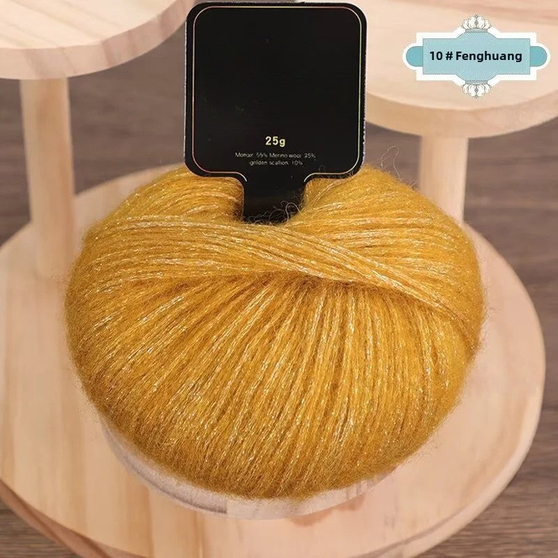 Gold onion glittering silk mohair new color colorful gold sprayed wool yarn medium thick wool ball hand-knitted sweater