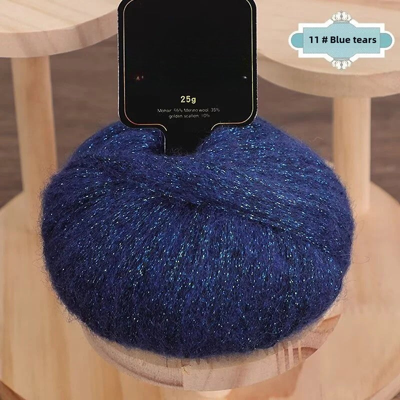 Gold onion glittering silk mohair new color colorful gold sprayed wool yarn medium thick wool ball hand-knitted sweater