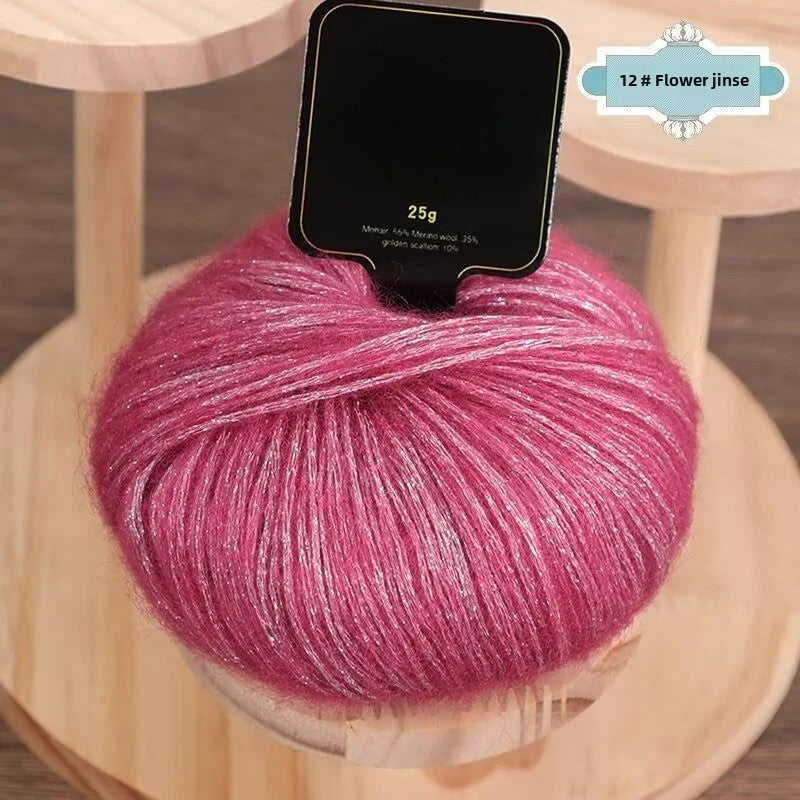 Gold onion glittering silk mohair new color colorful gold sprayed wool yarn medium thick wool ball hand-knitted sweater
