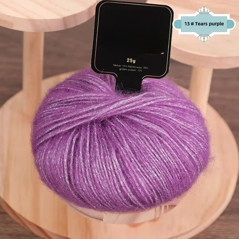 Gold onion glittering silk mohair new color colorful gold sprayed wool yarn medium thick wool ball hand-knitted sweater