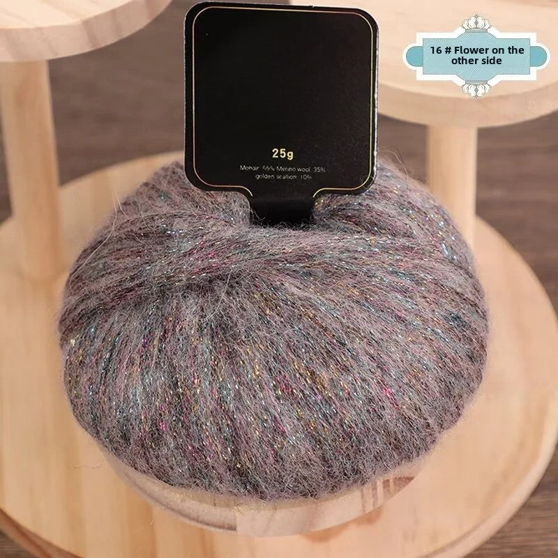 Gold onion glittering silk mohair new color colorful gold sprayed wool yarn medium thick wool ball hand-knitted sweater