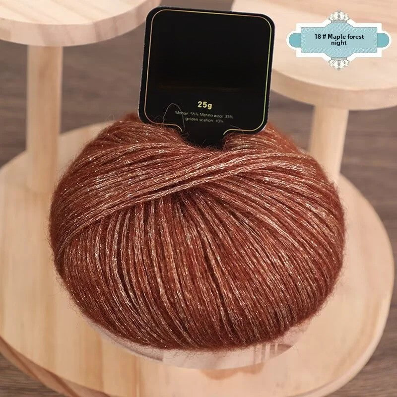 Gold onion glittering silk mohair new color colorful gold sprayed wool yarn medium thick wool ball hand-knitted sweater