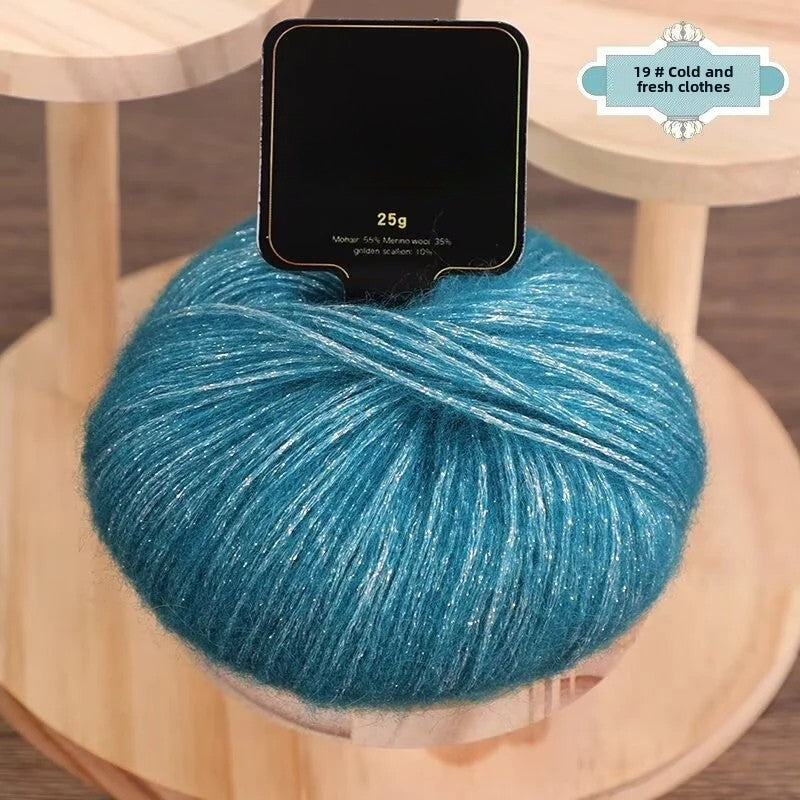 Gold onion glittering silk mohair new color colorful gold sprayed wool yarn medium thick wool ball hand-knitted sweater