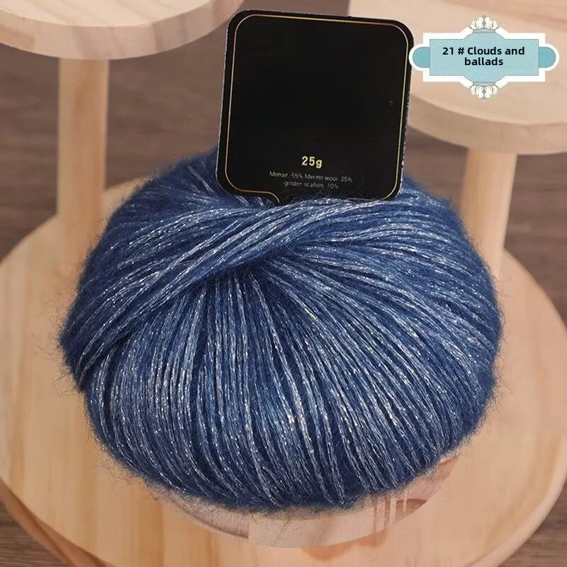Gold onion glittering silk mohair new color colorful gold sprayed wool yarn medium thick wool ball hand-knitted sweater