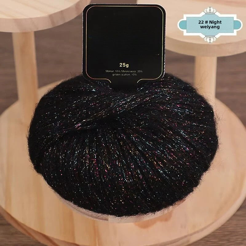 Gold onion glittering silk mohair new color colorful gold sprayed wool yarn medium thick wool ball hand-knitted sweater