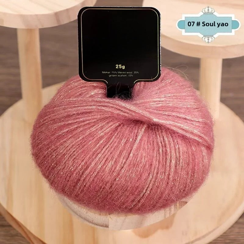 Gold onion glittering silk mohair new color colorful gold sprayed wool yarn medium thick wool ball hand-knitted sweater
